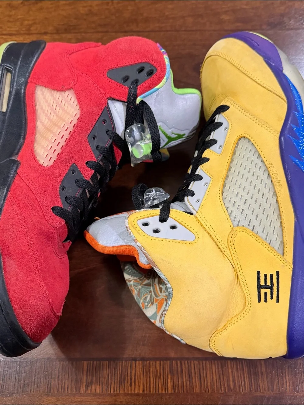 Air Jordan 5 Retro SE 'What The' Size 12 Sneakers Red Yellow No Box